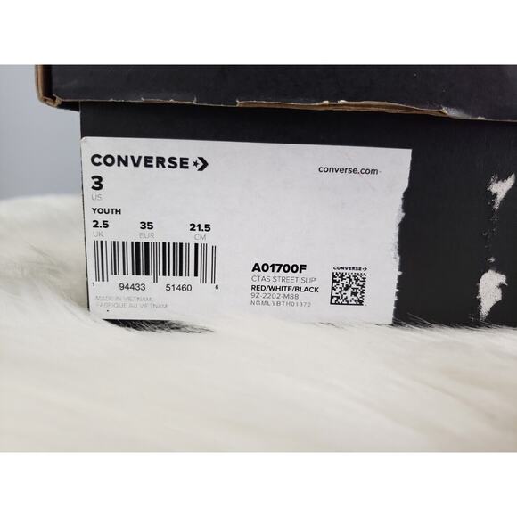 NEW Converse CTAS Street Slip-On Youth Size 3 A01700F Red Boy Kid Girl - Picture 7 of 7